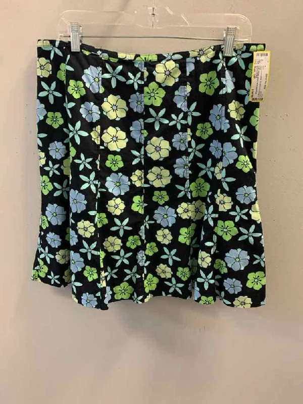 SIGRID OLSEN Dresses and Skirts Size 14P BLK/AQUA/GRN/BLU Floral Skirt