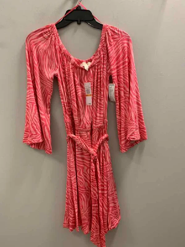 Size S MICHAEL KORS Pink ZEBRA LONG SLEEVES Dress