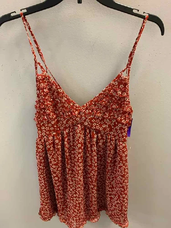 TRIXXI Dresses and Skirts Size L BURNT ORANGE/WHT Floral SPAGHETTI STRAP Dress