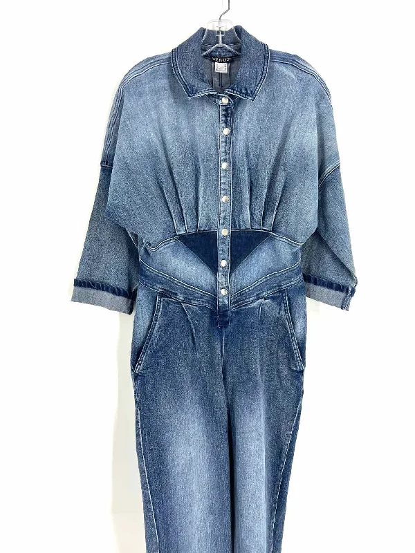 Venus Size 10 Blue Pleated Denim Dresses Jumpsuit