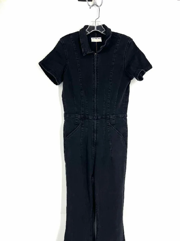 We The Free Size L Black Flare Denim Designer Jumpsuit