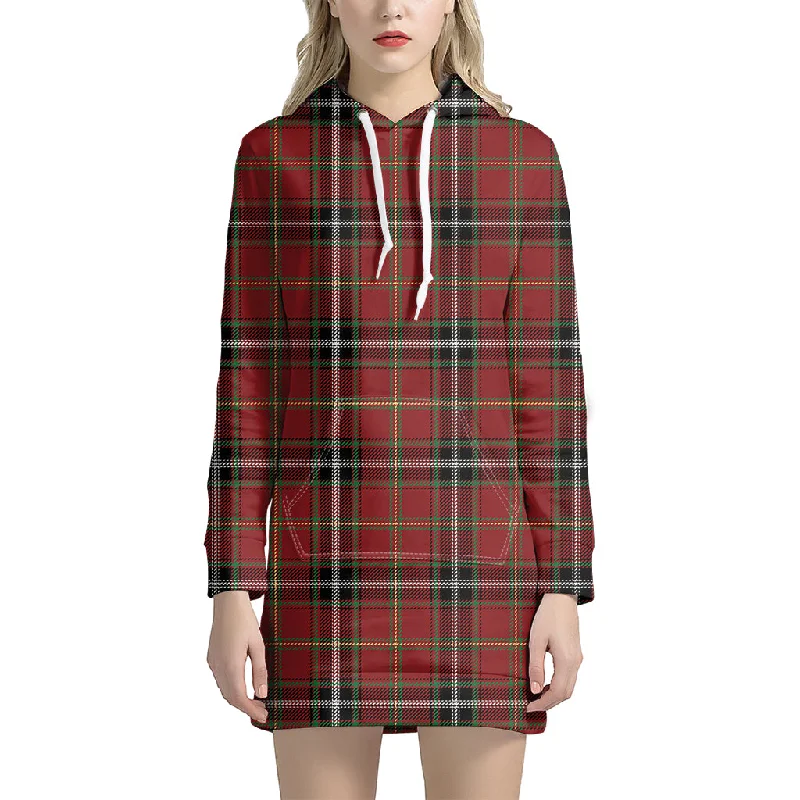 Xmas Scottish Tartan Pattern Print Pullover Hoodie Dress