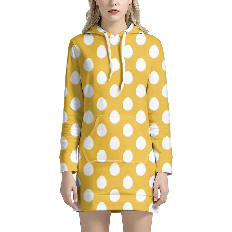 Yellow Eggs Pattern Print Pullover Hoodie Dress