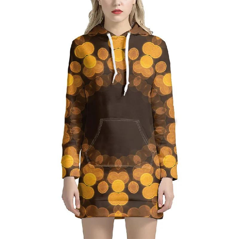 Yellow Spot Kaleidoscope Print Pullover Hoodie Dress