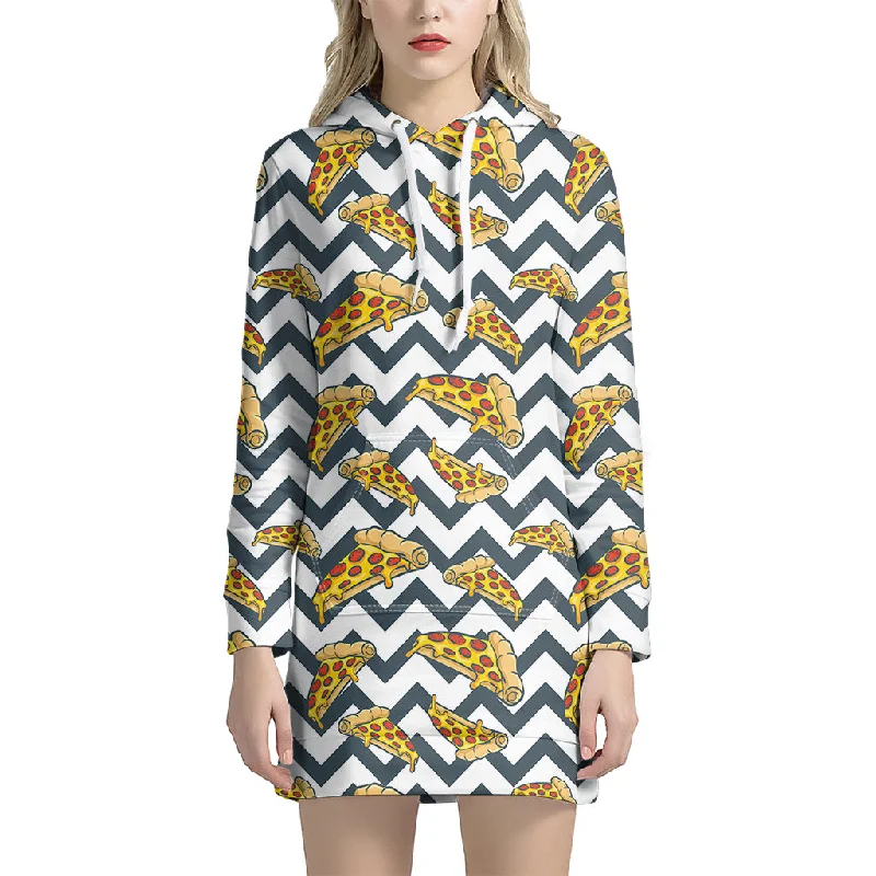 Zigzag Pizza Pattern Print Pullover Hoodie Dress