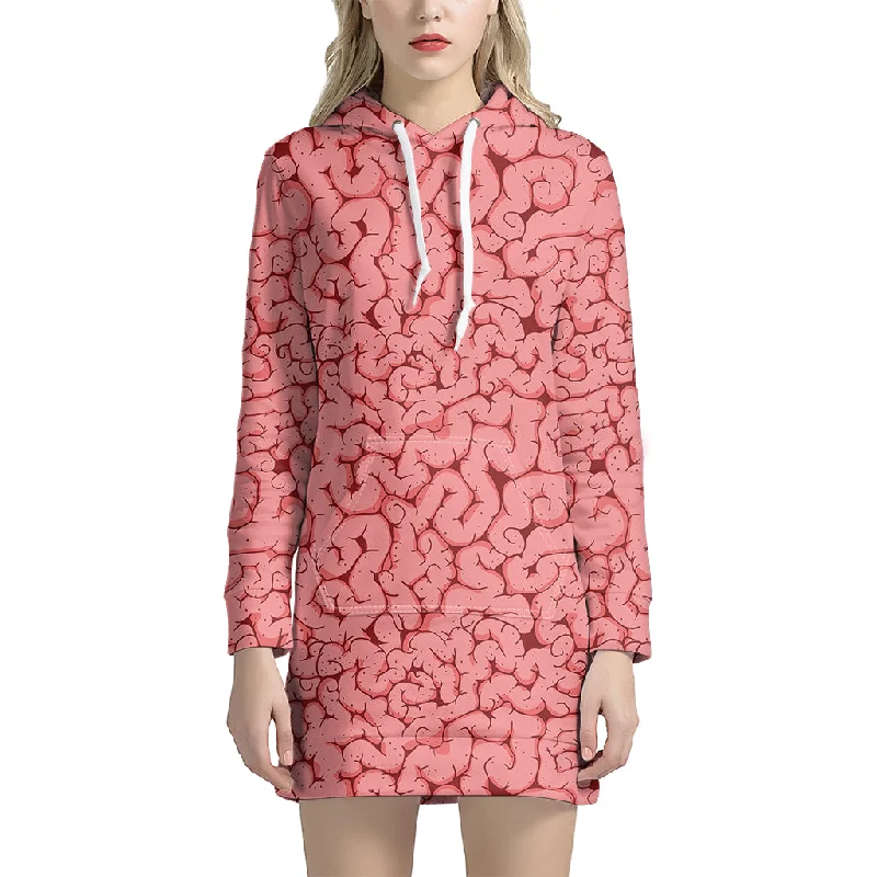 Zombie Brain Print Pullover Hoodie Dress