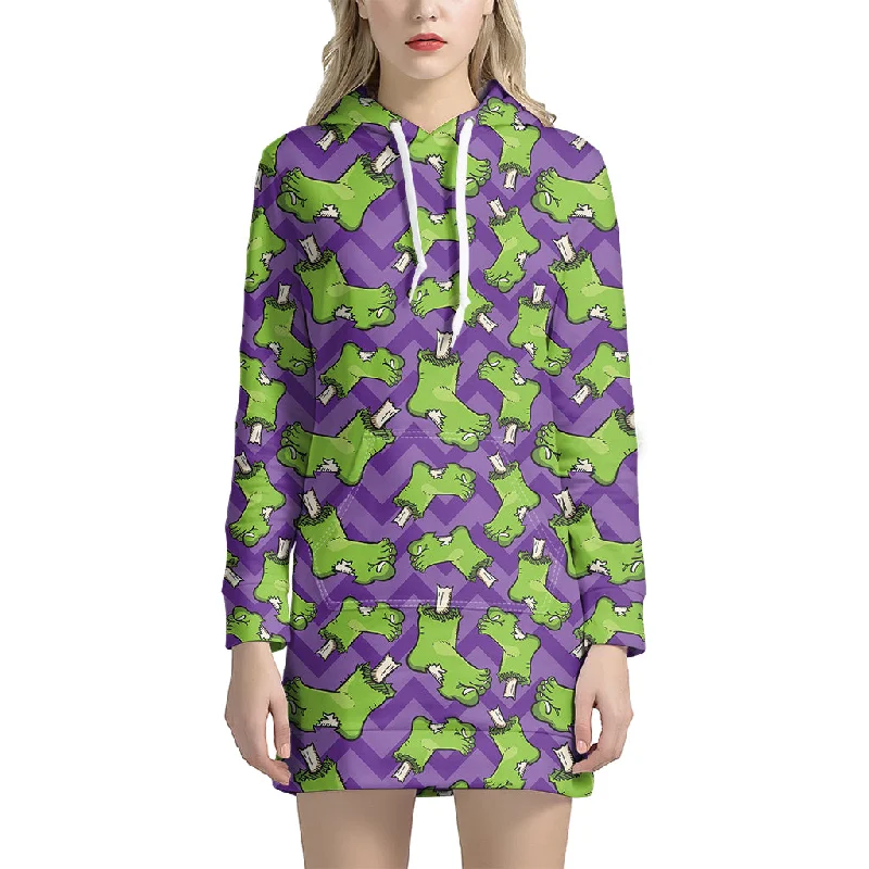 Zombie Foot Pattern Print Pullover Hoodie Dress