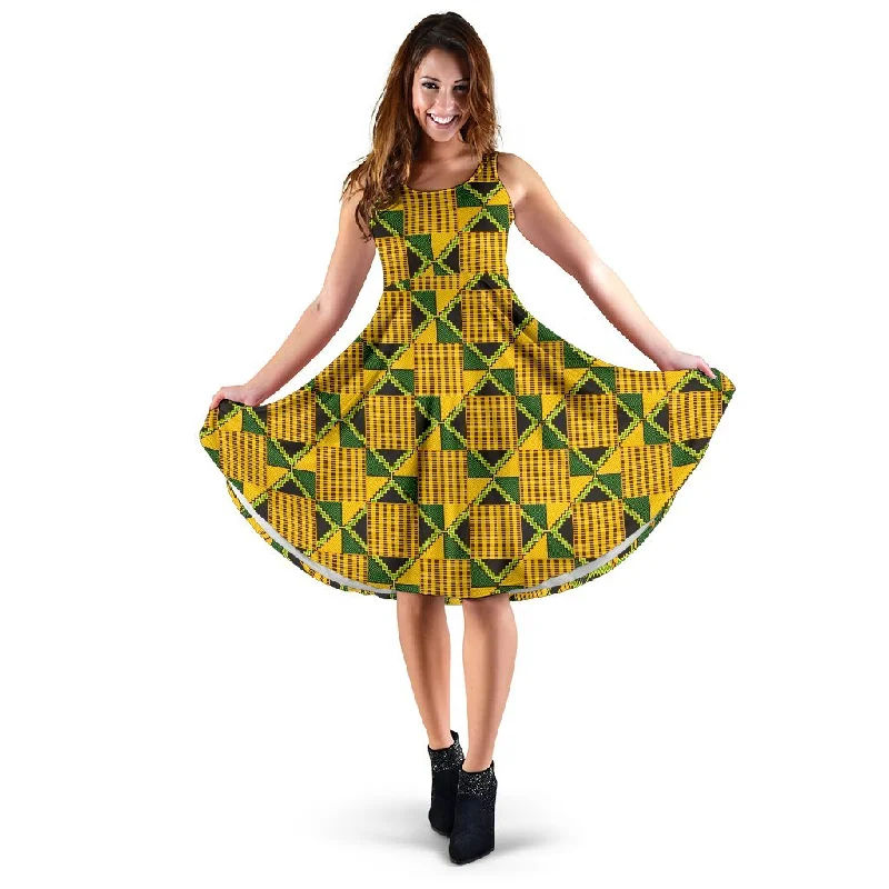 African Kente Print Pattern Dress