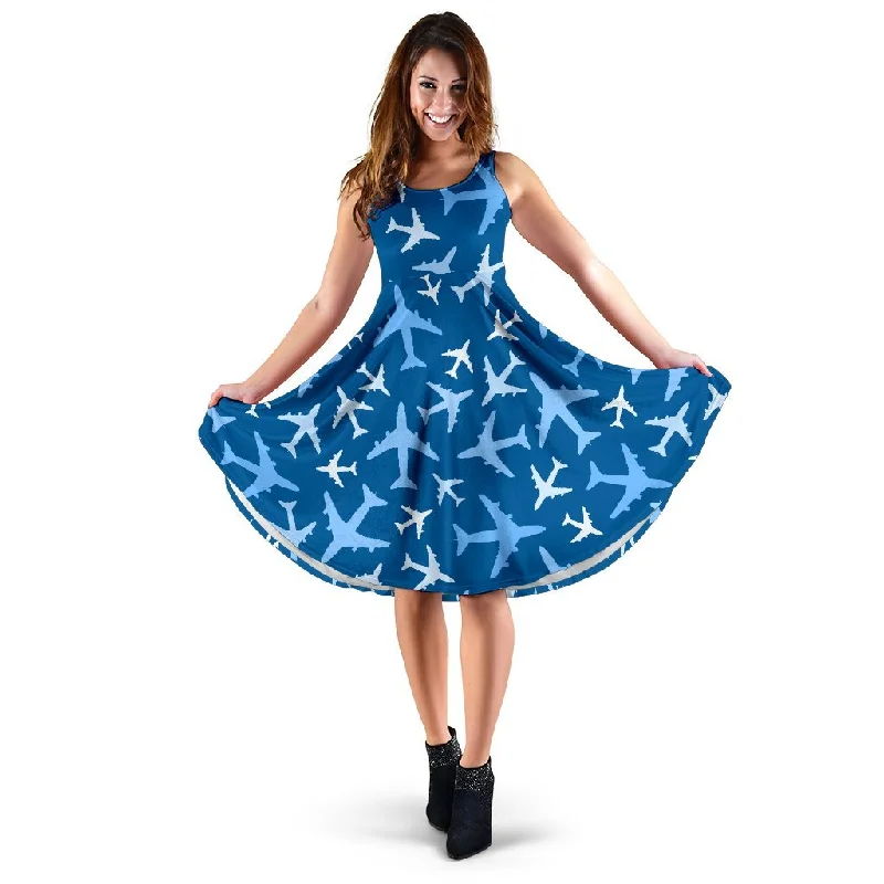 Airplane Pattern Print Dress