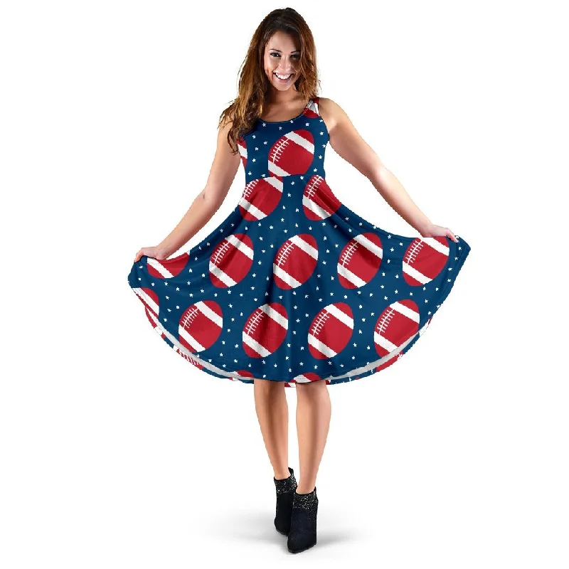 American Football Rugby Ball Print Pattern Dress