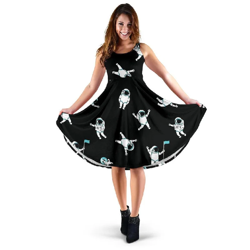 Astronaut Print Pattern Dress