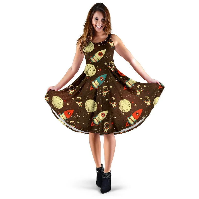 Astronaut Space Pattern Print Dress