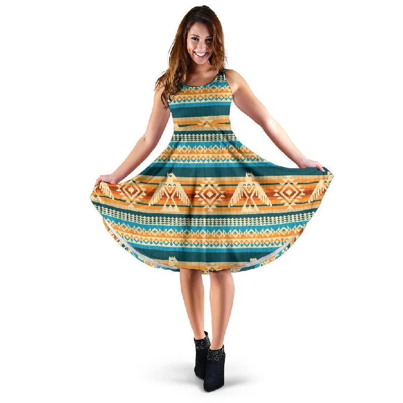 Aztec Eagle Print Pattern Dress