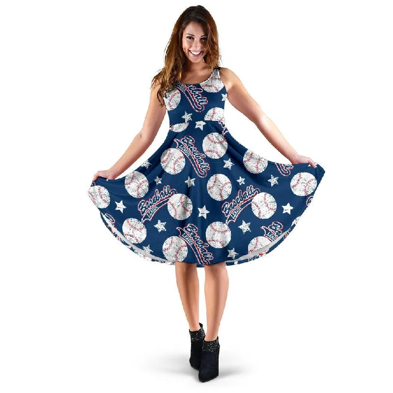 Baseball League Print Pattern Dress