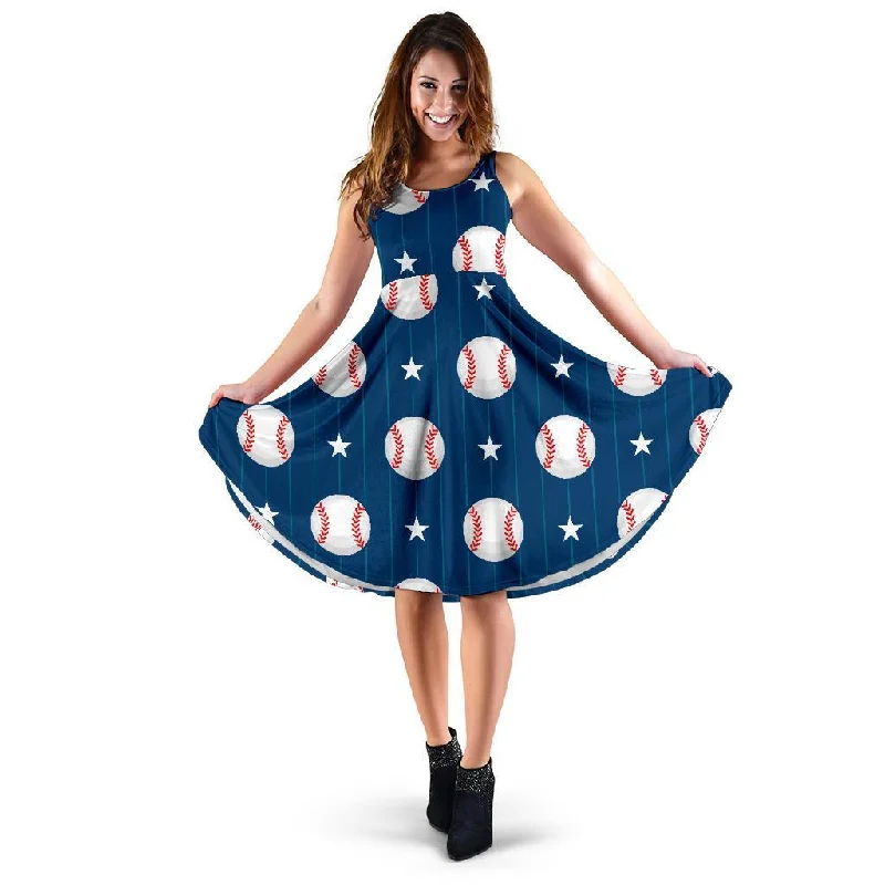 Baseball Star Pattern Print Dress