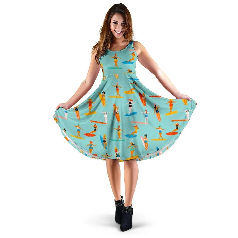 Beach Surfing Pattern Print Dress