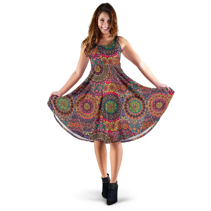 Bohemian Patchwork Pattern Print Dress