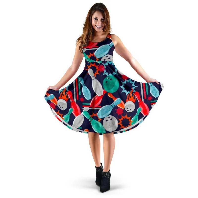 Bowling Stike Pattern Print Dress