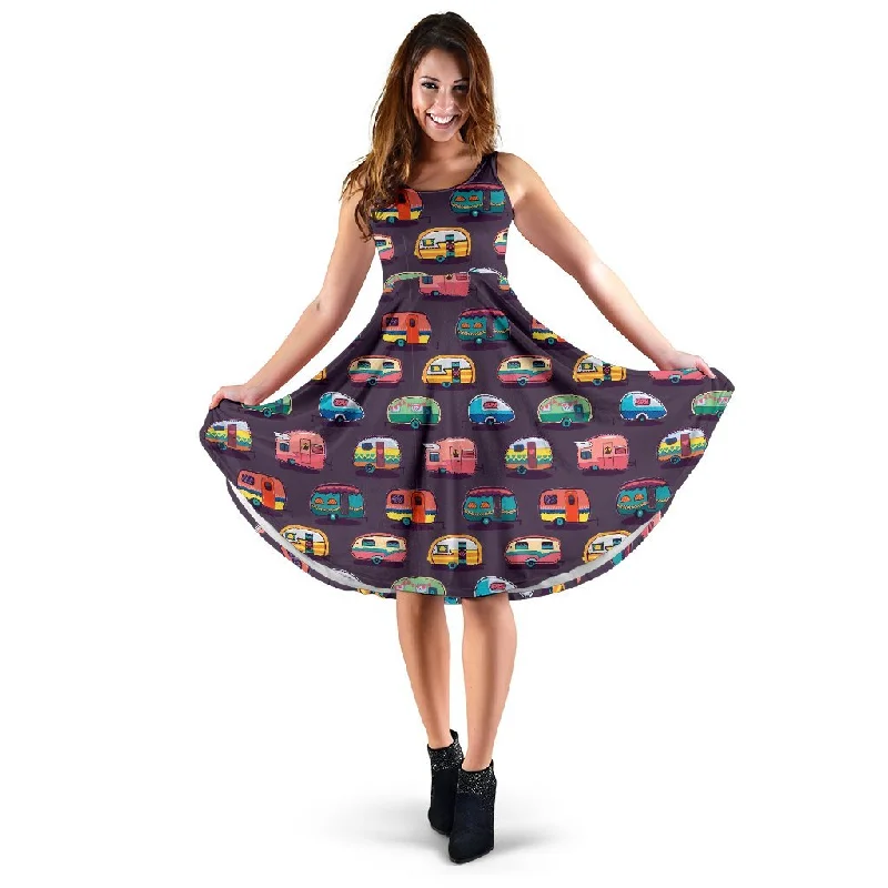 Camper Van Pattern Print Dress