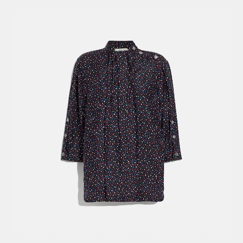 COACH Dot Print Short Sleeve Blouse