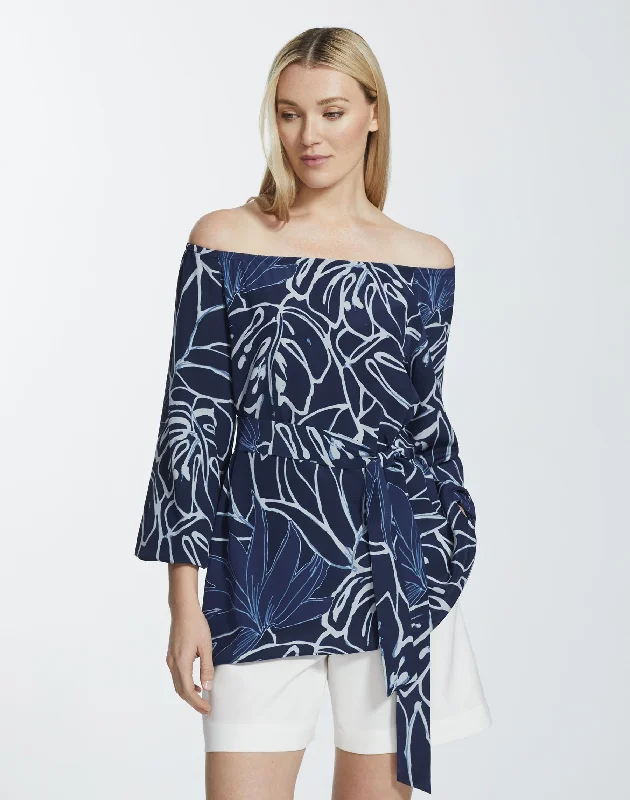 Reverse Porcelain Print Silk Carson Blouse