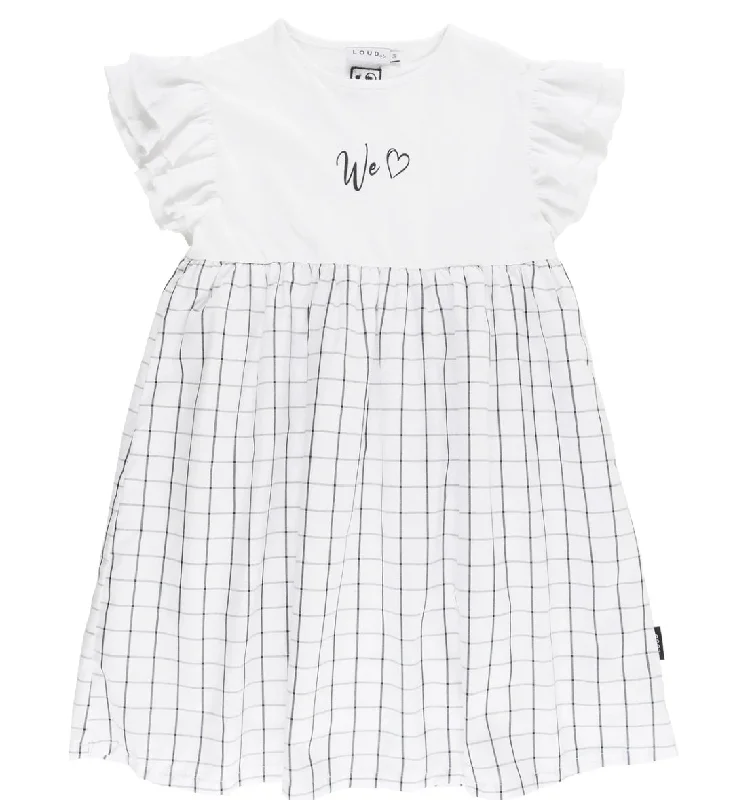 LOUD APPAREL LOVE 2 TONE WHITE / GRID DRESS