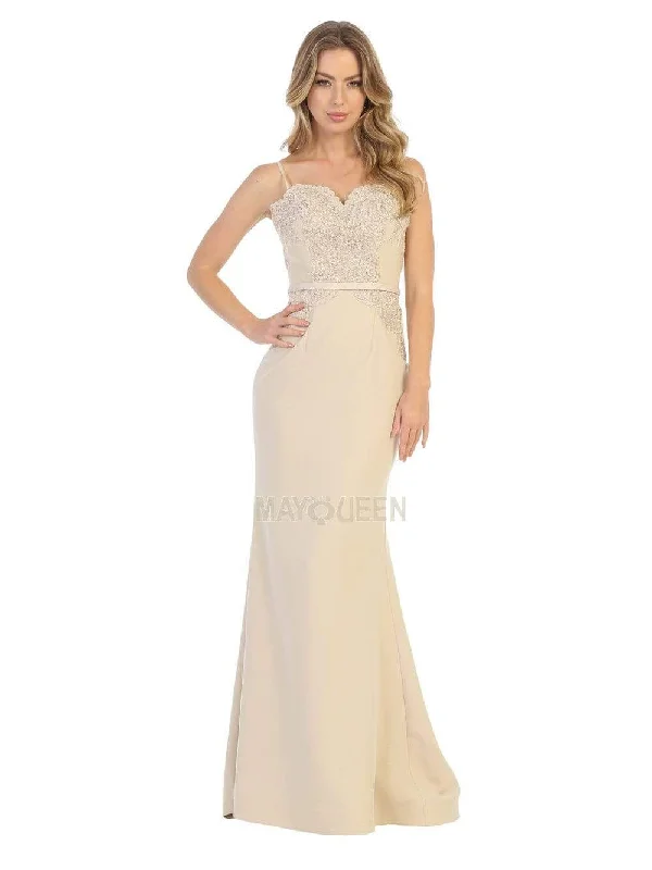 May Queen - MQ1759 Scallop Lace Appliqued Sweetheart Bodice Dress