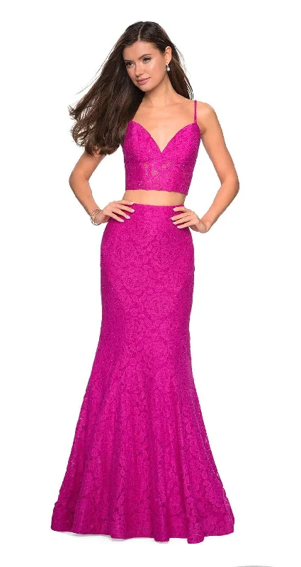 La Femme - 27589 Two Piece Lace Stretch Jersey Mermaid Dress