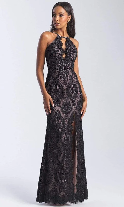 Madison James - 20-340 Stretch Lace Halter Sheath Dress